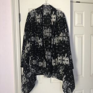 Anthropologie Yoana Baraschi Open Front Cardigan Sweater Shawl Pockets Black Sm